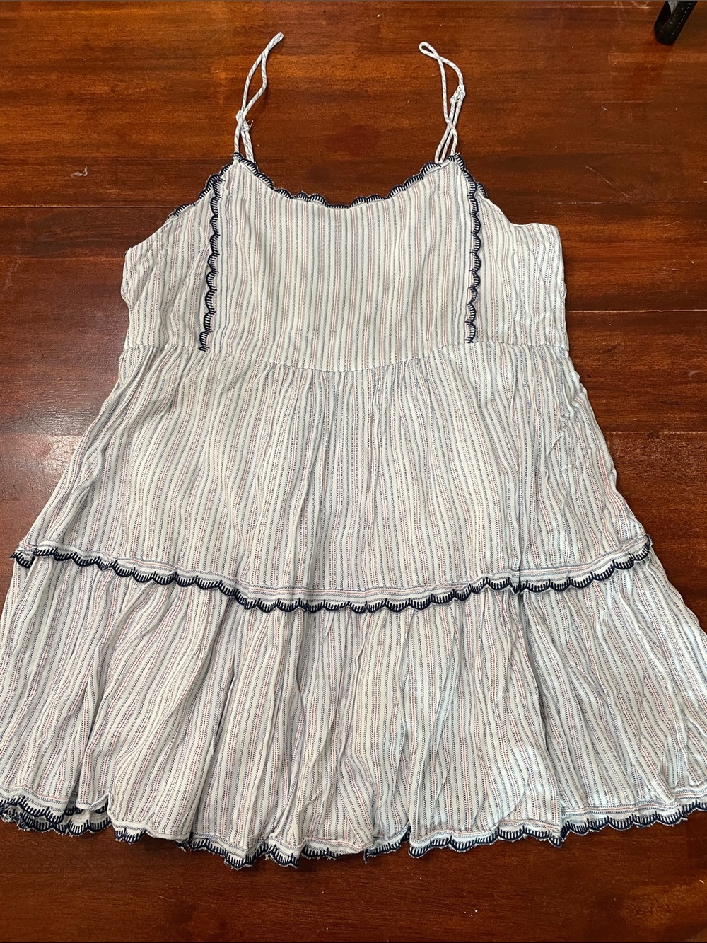 Urban Outfitters White Dress with Navy and Red Stripe Detail